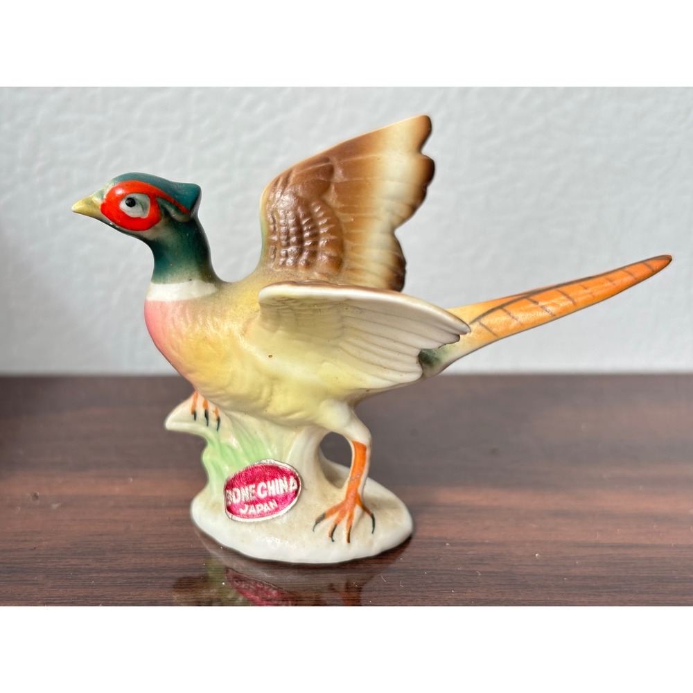 Vintage Bone China Pheasant Figurine Miniature Hand Painted Bird Japan‎